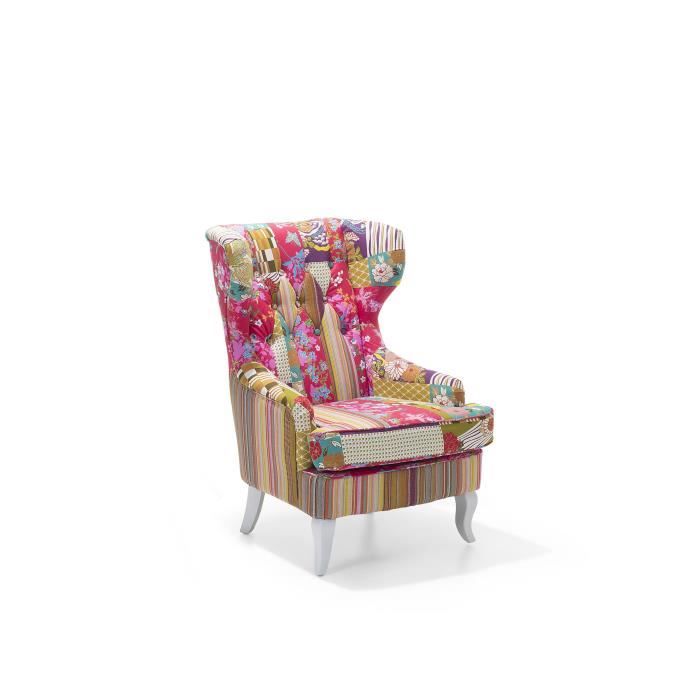 beliani - fauteuil patchwork en tissu multicolore molde