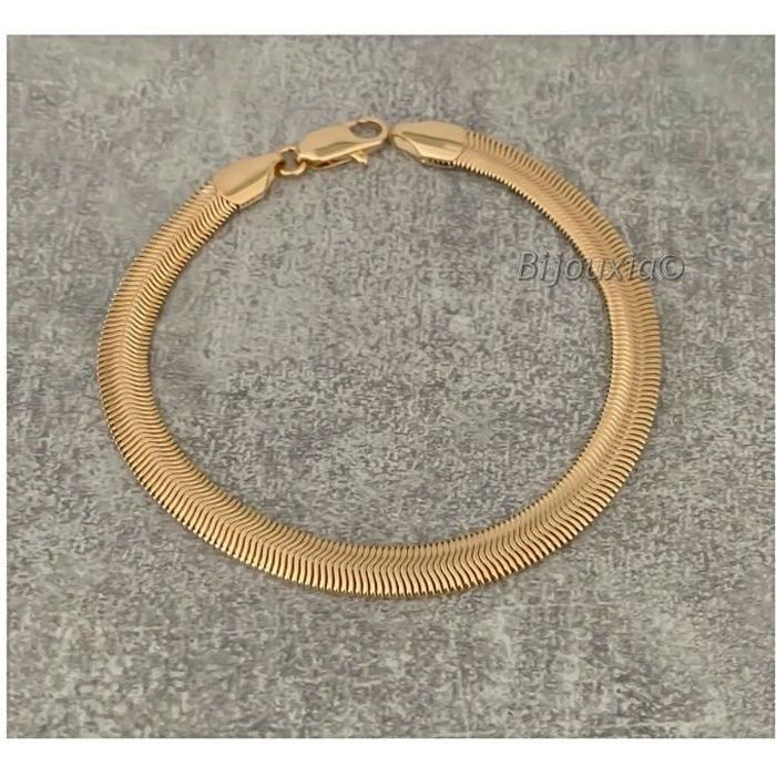 Bracelet - Bijouxia - Maille Serpent Souple - Plaqué Or 18 Carats - 20 cm - 7 mm