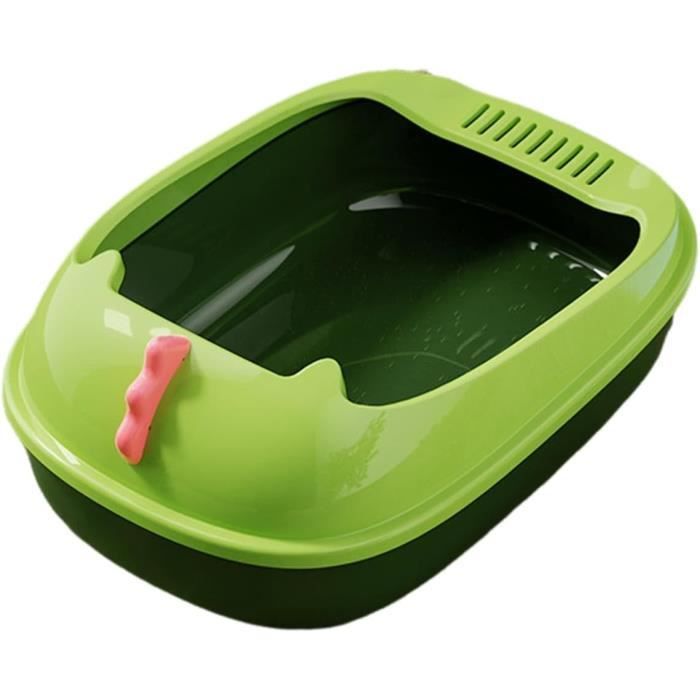 Bac à Litière Ouvert Pour Chaton – Design Pratique Avec Porte Basse, Facile à Nettoyer, Vert