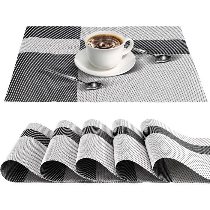 6 Sets De Table Lavables En Cuir PU - 45x30 Cm - Double Face Bicolore - Anti-Tache Et Anti-Chaleur