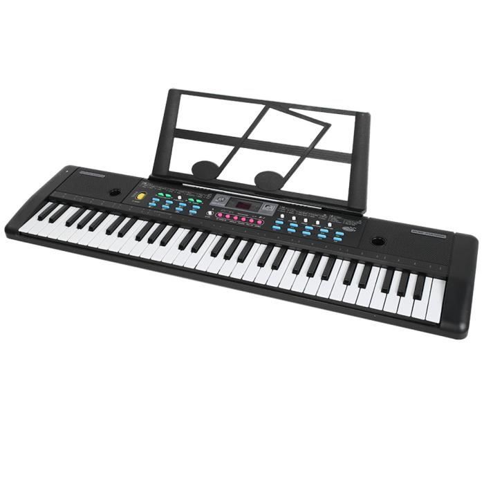COSTWAY Clavier Piano Électrique 61 Touches Instrument Portable avec Microphone Adultes Tabouret Pliable et Écran LCD pour Enfants Support Réglable Débutants 84,5 x 32,5 x 10CM