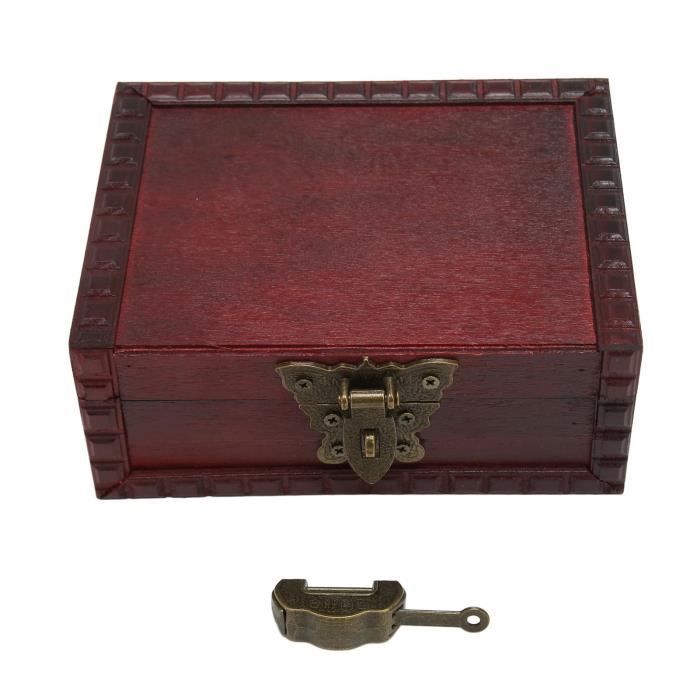 Mini Coffre Au Trésor En Bois Vintage Avec Serrure - Décoration Et Rangement - QINGYIWL