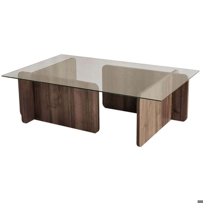 Table basse en verre et aggloméré Escape (Noyer)