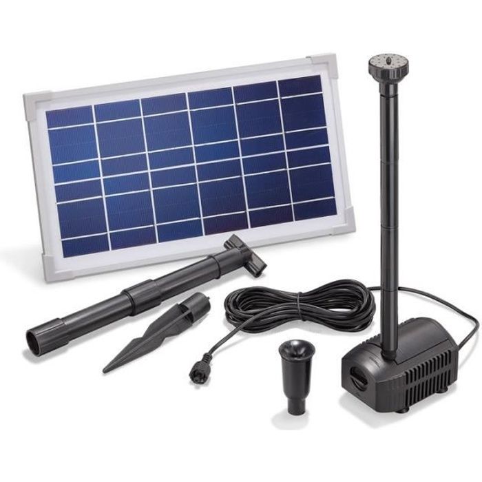 Kit pompe solaire bassin Fountain Pro 380L-8W - ESOTEC - Pompe à courant continu sans balai - 8W - Noir