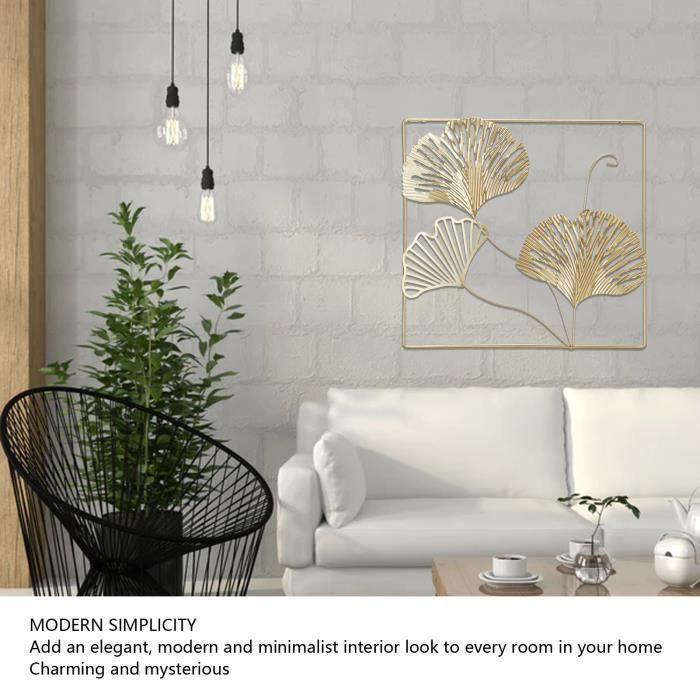 Décoration Murale Feuilles 3D Dorées - Sculpture Métallique Abstraite En Fer, Style Moderne Minimaliste Pour Salon, Chambre, Bureau