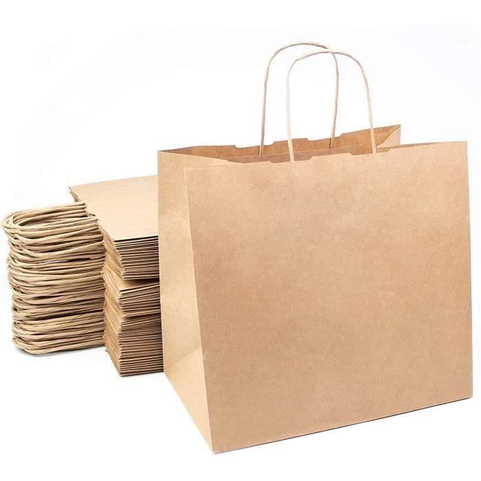 40 Sacs En Papier Kraft Blanc Avec Poignées - 18x8x21cm - Idéal Pour Cadeaux, Courses, Mariage, Anniversaire