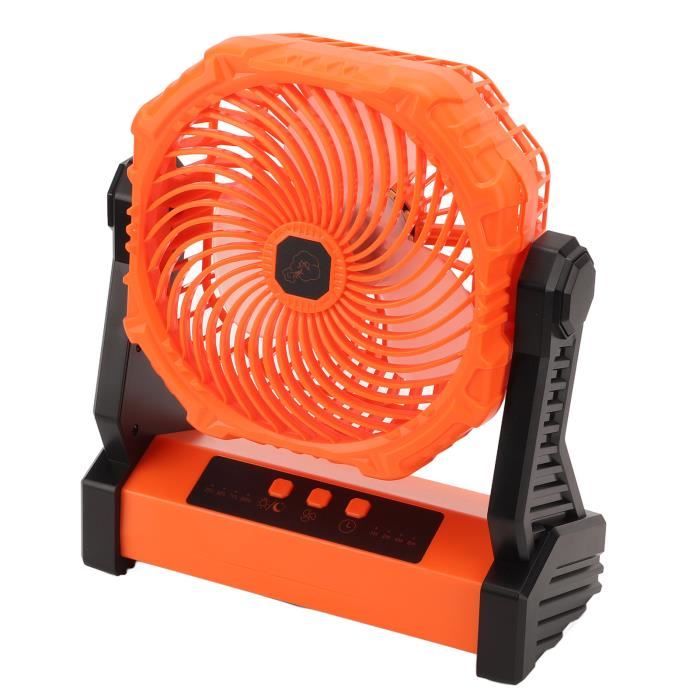Ventilateur De Cou Rintea Orange - 10000mAh Rechargeable, 3 Vitesses, Powerbank & Éclairage - Idéal Camping, Chantier, Bureau Et Voyage