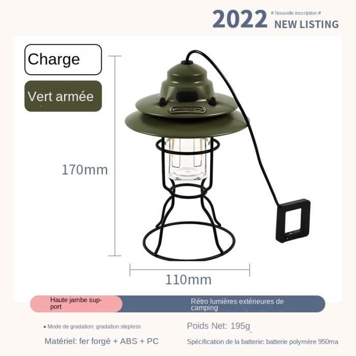 Flintronic Lot De 2 Lampes Camping Rétro LED - Lanterne 360° Étanché IPX4, Luminosité Réglable, Batterie AA, Style Vintage Pour Camping Randonnée Pêche