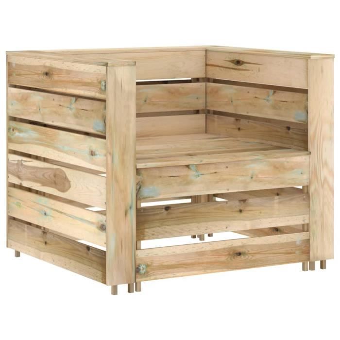 Dbaiyi-Ddis Salon de jardin palette 2 pcs Bois de pin imprégné DA007