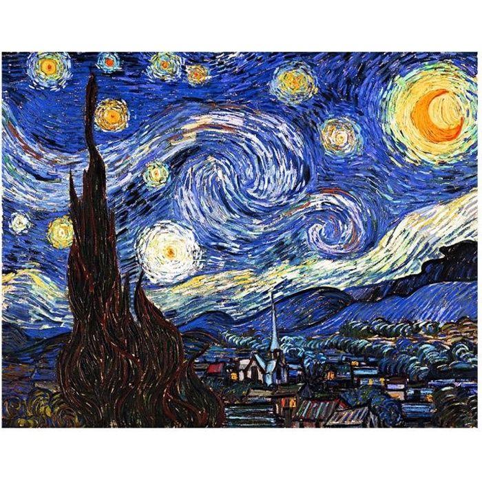 Legendarte - Tableau, Impression Sur Toile - Nuit Étoilée Vincent Van Gogh cm. 40x50