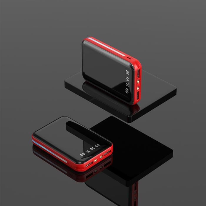 Batterie Externe - MOMOTOU - Mini Power Bank 10000mAh - LED - Affichage Numérique - Rouge