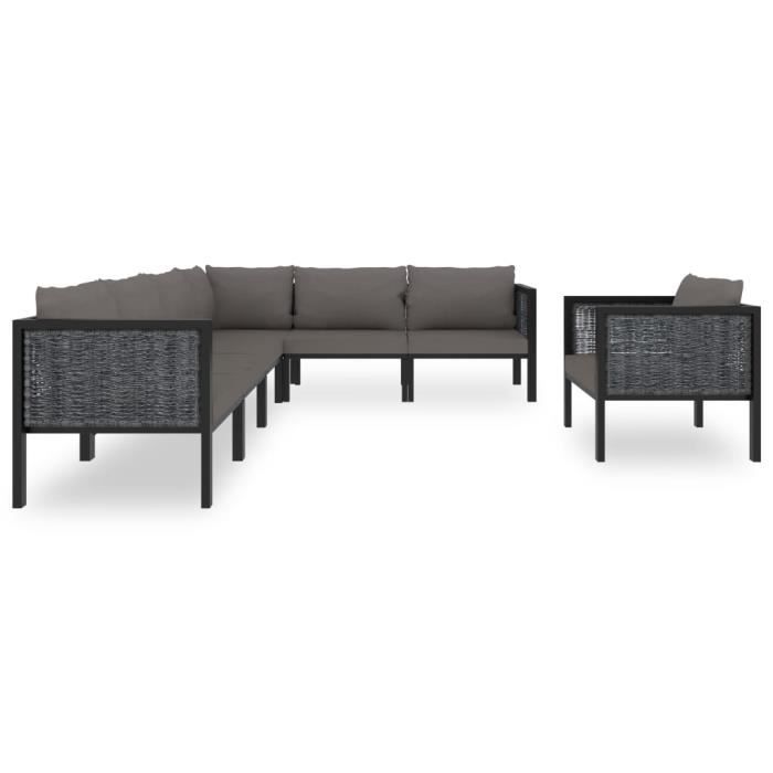Canapé D'Angle Extérieur VidaXL 5pcs - Résine Tressée Gris - Salon Jardin