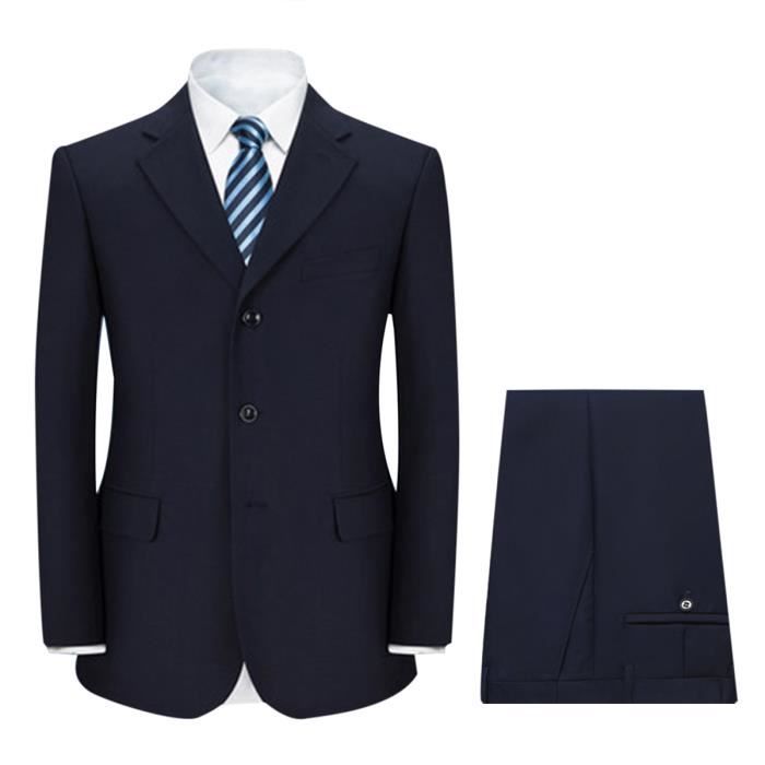 2 Pièces Costume Homme De Mariage Mode Costume De Daffaires Chic Vêtement Marine