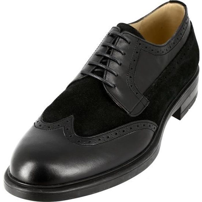 chaussure derby homme en cuir lisse et daim noir - marque - modèle - adulte - elégant et confortable