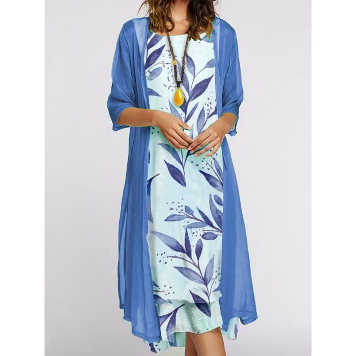 Ensemble Femme Alexon - Top Et Jupe En Georgette Vert - Taille 14 - Manches Courtes