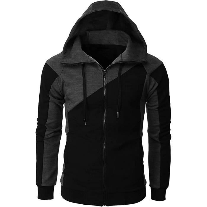 Veste Softshell Homme Zippée Avec Capuche - Polaire Légère, Imperméable - Pour Randonnée, Travail, Mi-saison