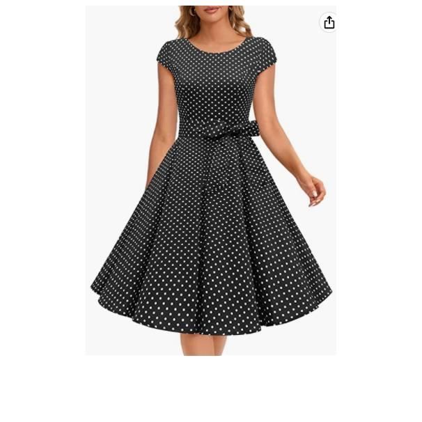 Robe a Mancheron Noir A Pois Blanc Vintage 50 s 60 s Style Femme Noir Cdiscount Pret a Porter