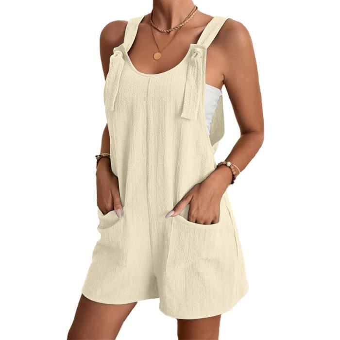 Salopette D'été Femme GRECERELLE - Sans Manches, Ample, Poches, Bretelles Réglables