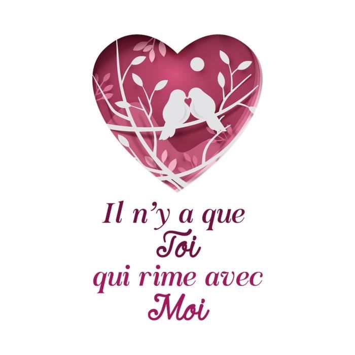 Il N Y A Que Toi Qui Rime Avec Moi Coeur Avec Des Oiseaux Autocollant Mural Sticker Medium 40x67 Cm Cdiscount Maison