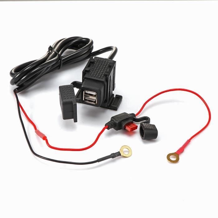 Chargeur USB Voiture/Moto Double QC3.0 - 12V/24V, Étanche Avec Interrupteur