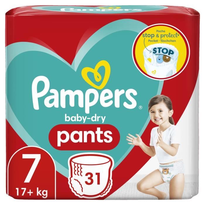 PAMPERS Baby-Dry Pants Taille 7 - 31 Couches-culottes - Cdiscount  Puériculture & Eveil bébé