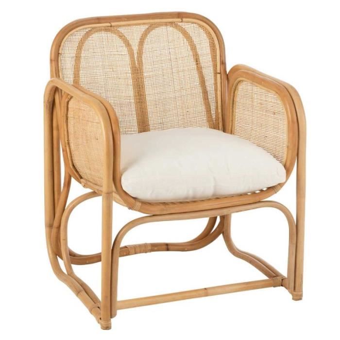 chaise design en rotin "casablanca" 65cm naturel beige