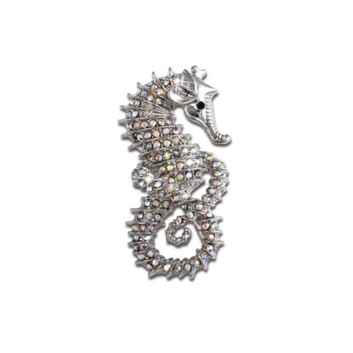 Femmes Hippocampe Broche Animal Bijoux Faux Strass Crystal Décor Vintage Cadeau 