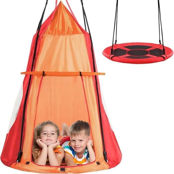 CCLIFE Balançoire Nid D'Oiseau 150cm Avec Tente – 120kg, Intérieur/Extérieur, Beige