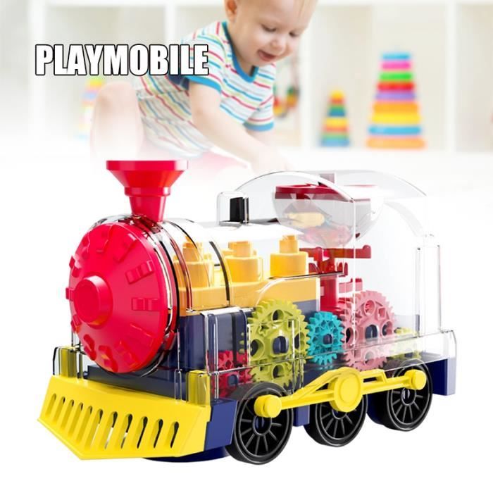 Jouet De Train A Engrenages Electrique Jouet De Rotation Avec Lumiere Et Musicale Cadeau De Noel D Anniversaire Pour Les Enfants Cdiscount Puericulture Eveil Bebe