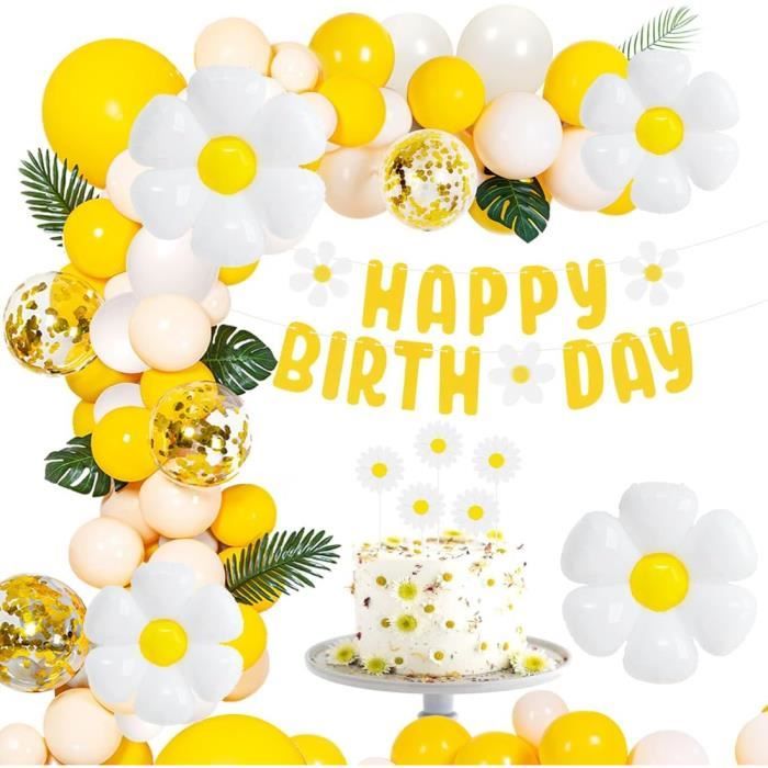 Lot De 40 Serviettes En Papier Marguerites EIYVPRA - Décoration Printemps Et Anniversaire, Motif Fleur Jaune Blanc