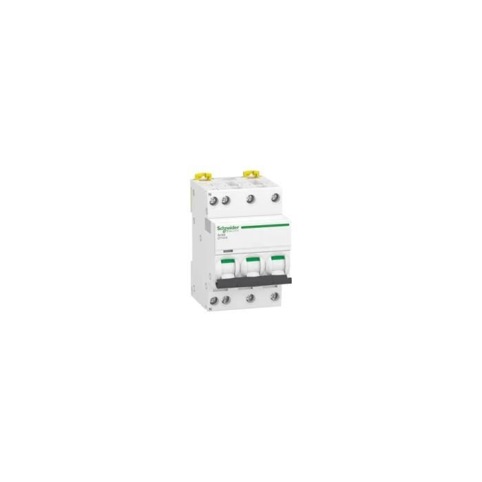 Schneider Electric Acti9 IDT40N Disjoncteur 3P C 10A – 6000A/10kA, Protection Modulaire Rail DIN