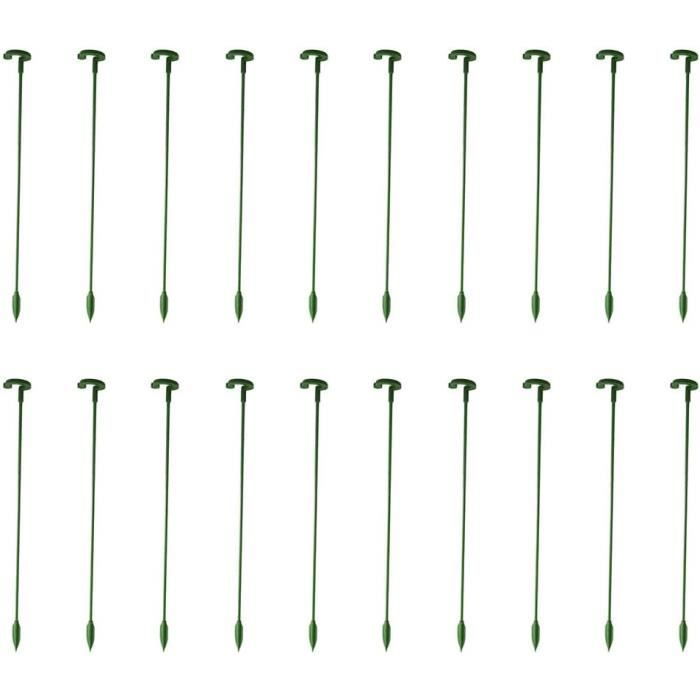 24 Piquets Soutien Plantes Entrelacés Matériau Pp Vert