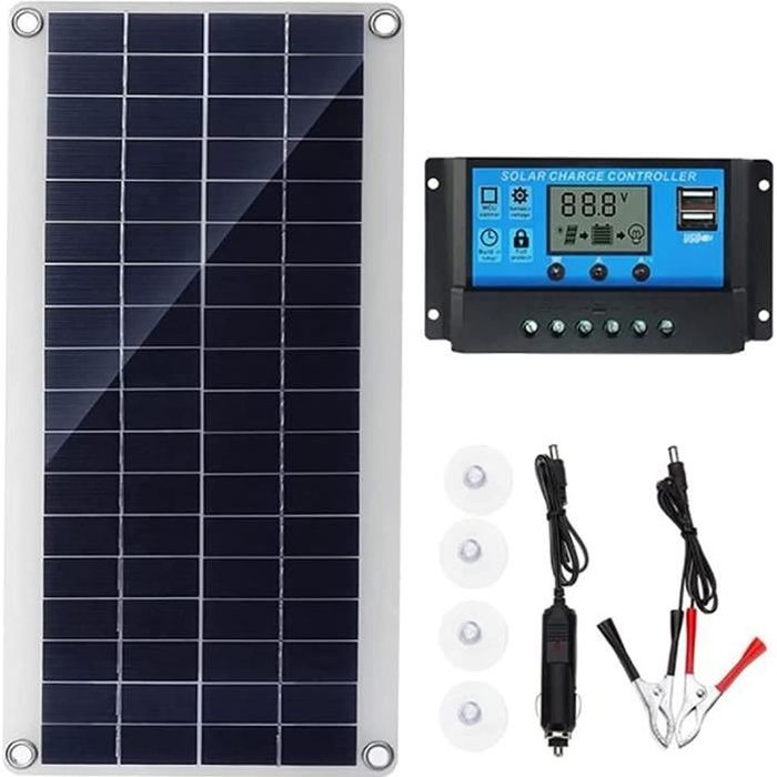 Kit de Panneaux Solaires avec Convertisseur:Panneaux Solaires  20W+Contrôleur de Charge 60A +Onduleur 1000W pour Ménage,Voyage - Cdiscount  Bricolage