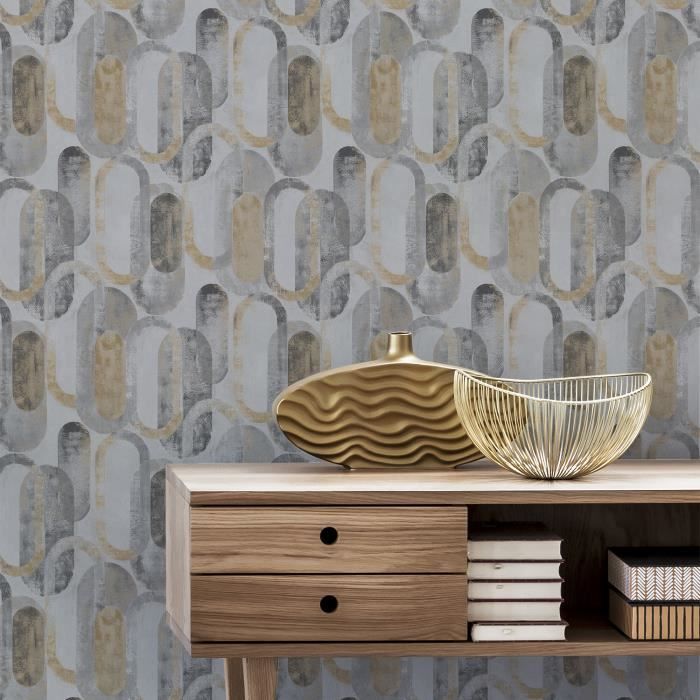 Papier peint intissé Ovales 1005 x 52cm Sable - Cdiscount Bricolage