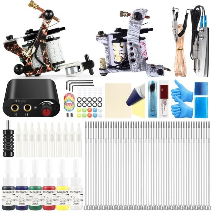 Tattoo Kit De Tatouage Complet 2 Machines à Tatouer 1 Alimentation 6
