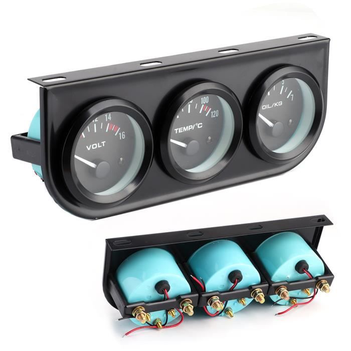 Support Compteur Tableau De Bord Voiture - Triple 52mm - Style Fibre Carbone - Montage Universel