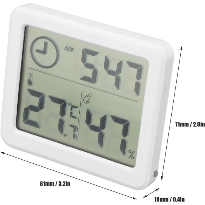 Thermomètre Hygromètre Numérique LCD Amesor - Moniteur Température Et Humidité, Pile CR2032, Blanc - Montage Mural Ou Sur Table