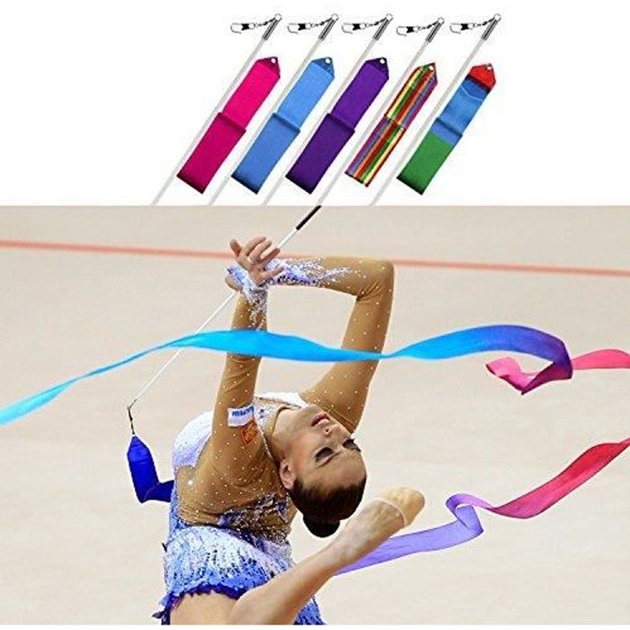 Gymnastique Ruban Danse Rubans Multicolore Artistique Streamer Baguette  rythmique Baton Twirling On Stick For Kids Gym Training Gymnastique  professionnelle Trai