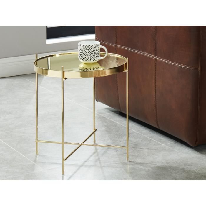 table d'appoint marcia - miroir & métal - doré