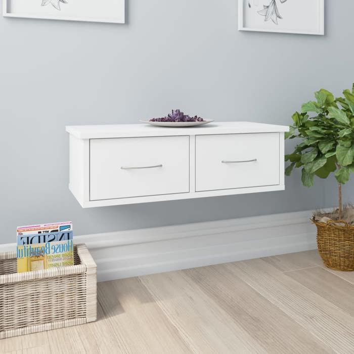 vidaXL Étagère murale et tiroirs Blanc 60x26x185 cm Bois dingénierie 800585
