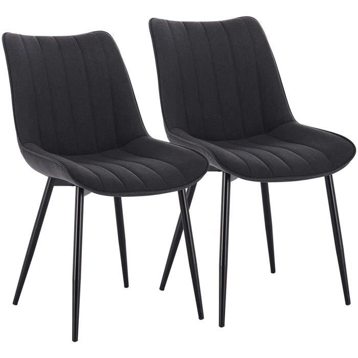 Lot De 4 Chaises De Salle à Manger En Tissu Lin Et Pieds Fer - Confortables Et Stables
