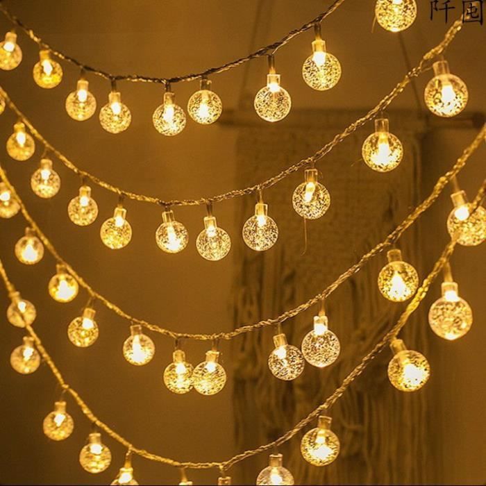 Luminaires d'extérieur 20 Led - Lumière boule de Cristal 3M - pour Noël Décoration, Partie, Fenetre, Jardin Prise USB