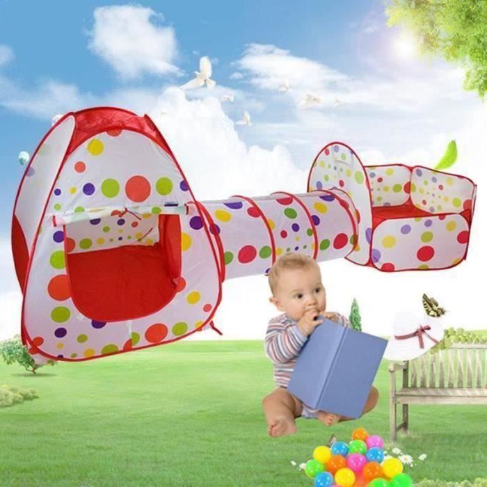 Tente De Jeu Enfant Avec Tunnel Et Piscine à Balles - Pop Up Intérieur - Pliable Avec Sac - Pour Fêtes Et Jardin