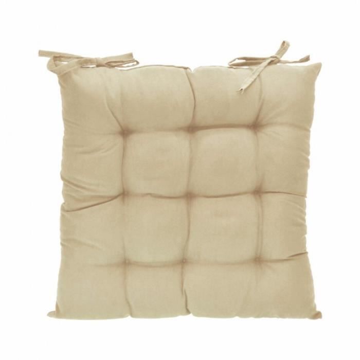 Galettes De Chaise Mauro - Lot De 6 - Tissu Jacquard Beige - 40x40cm