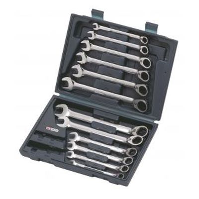 Coffret 12 Clés Mixtes à Cliquet Réversible - KSTOOLS - Gear Plus - Chrome Vanadium Satiné - Bricolage