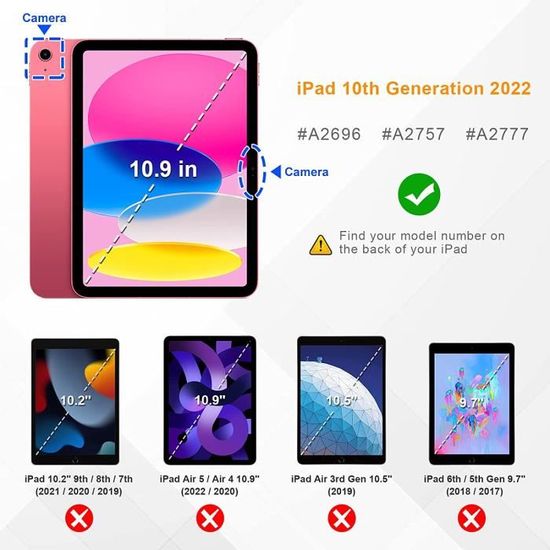 Coque pour iPad 10ème Génération 2022 10.9 Pouces - [Rangement de