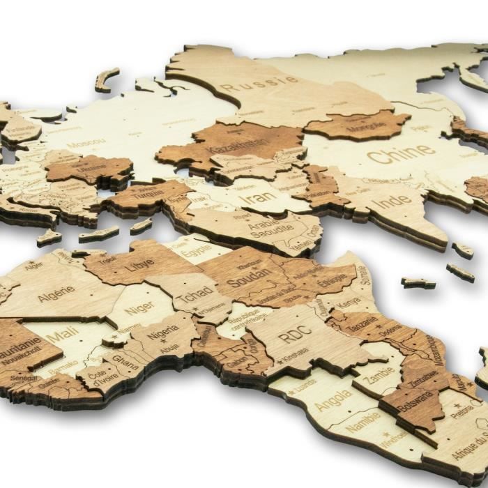 Décoration Murale  Carte du monde en bois 3D Multicolor M (100