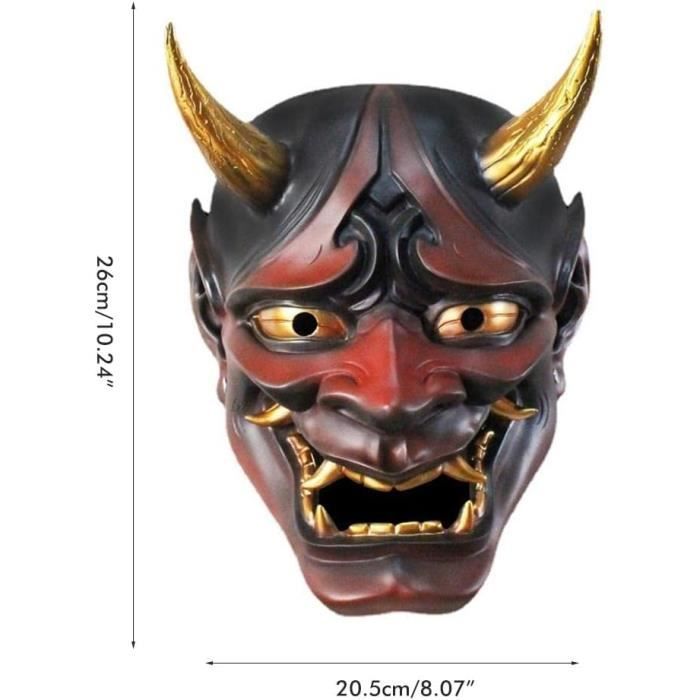 Settoo Masque Japonais Samourai Masque Oni Demon, Masque de Cosplay Masque  d'horreur Halloween Taille Libre pour Unisexe Conception Perforée De la
