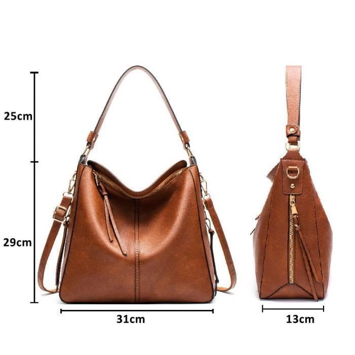 Zyntora Sac à Bandoulière Grande Capacité - Sac Fourre-Tout En Cuir PU Avec Poignée, Multi Poches, Pour Travail Voyage Shopping