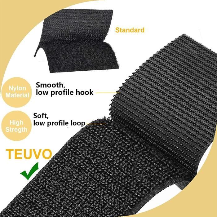 Lot De 4 Bandes Scratch à Coudre - 20x30 Cm - Nylon Noir - Pour Vêtements, Câbles, Déco